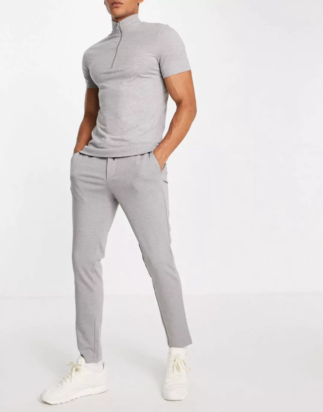 Jack & Jones Intelligence – Elegante Jersey-Hose mit Kordelzug in Grau günstig online kaufen
