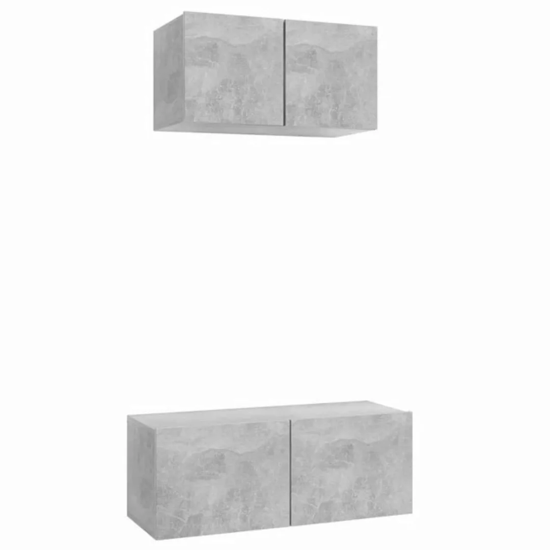 furnicato TV-Schrank 2-tlg. TV-Schrank-Set Betongrau Holzwerkstoff (1-St) günstig online kaufen