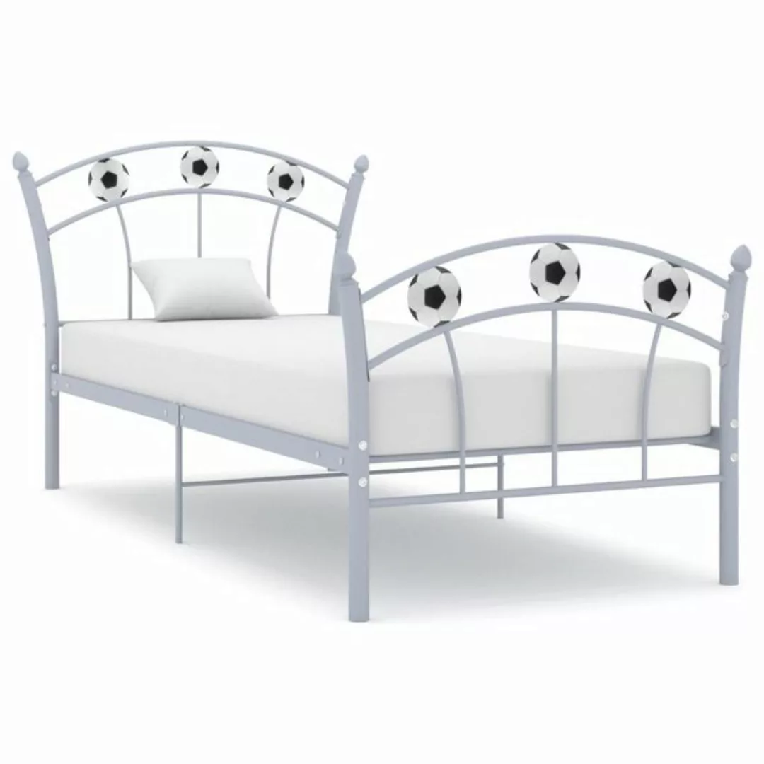 furnicato Bett Einzelbett mit Fußball-Design Grau Metall 90x200 cm günstig online kaufen