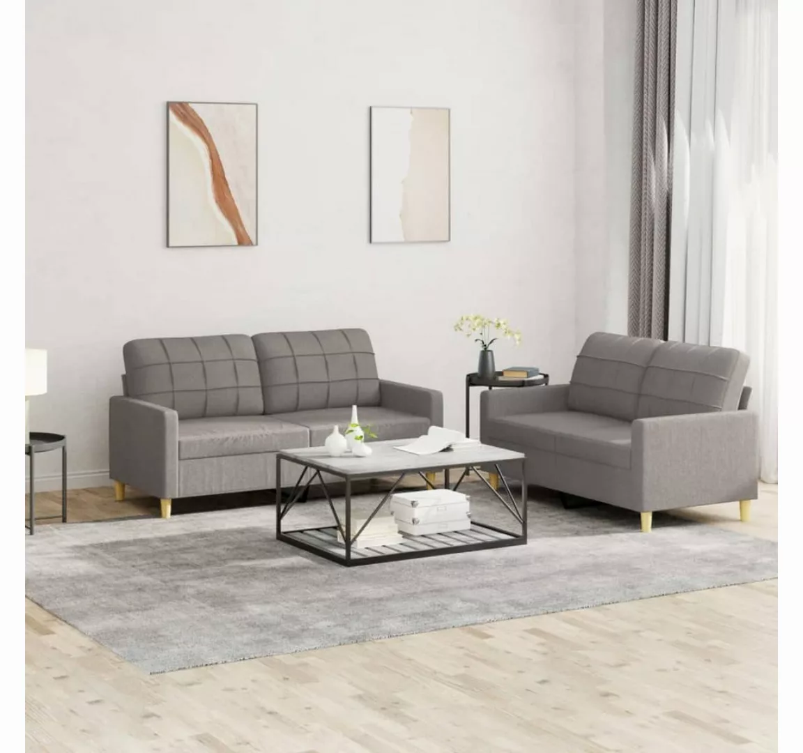 vidaXL Sofa Sofagarnitur mit Kissen Stoff, Standard, Taupe günstig online kaufen