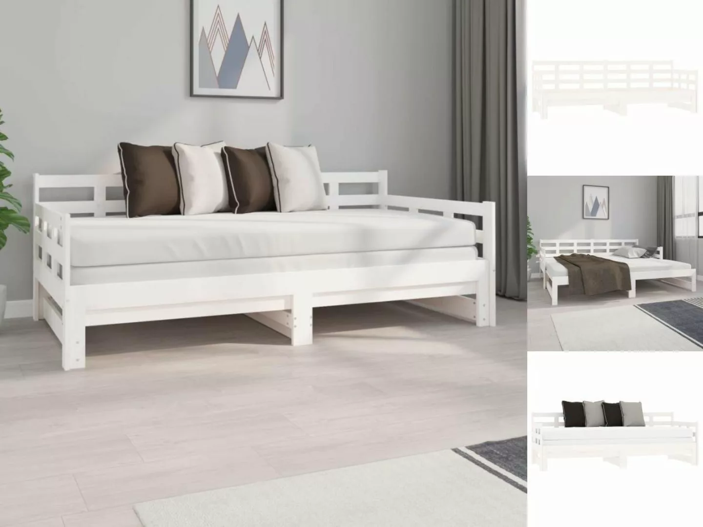 vidaXL Gästebett Tagesbett Gästebett Ausziehbar Weiß Massivholz Kiefer 2x90 günstig online kaufen