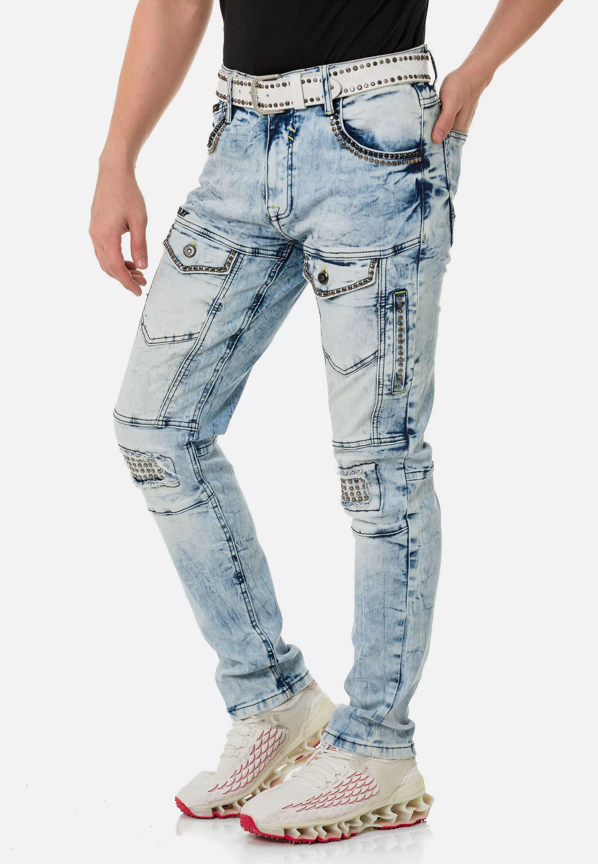 Cipo & Baxx Straight-Jeans in ausgefallenem Look günstig online kaufen