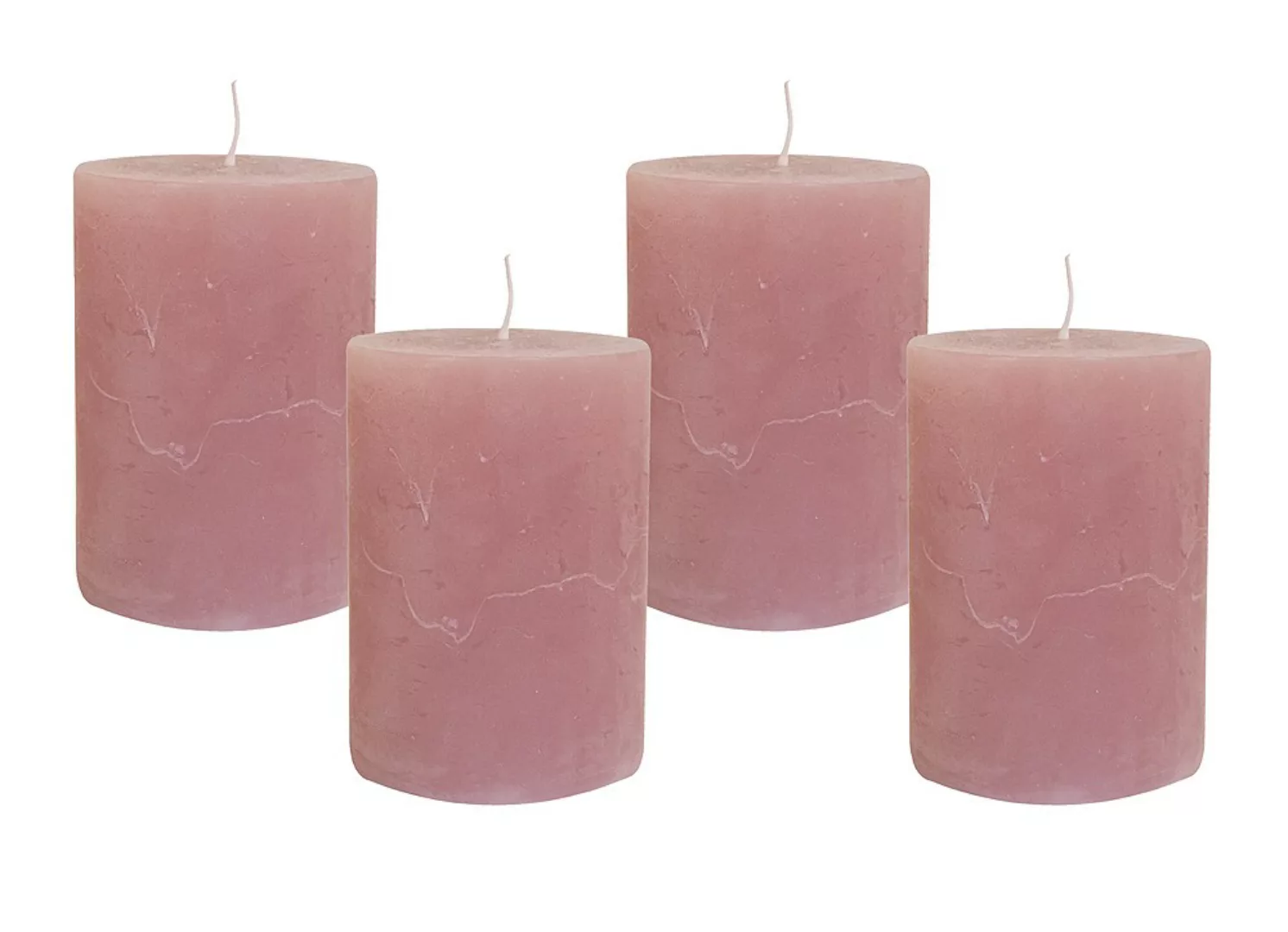 4 Rustic Stumpenkerzen Premium Kerze Rosenholz Rosa 7x10cm - 45 Std Brennda günstig online kaufen