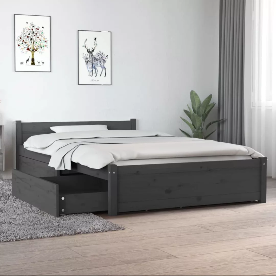 Vidaxl Bett Mit Schubladen Grau 120x190 Cm 4ft Small Double günstig online kaufen