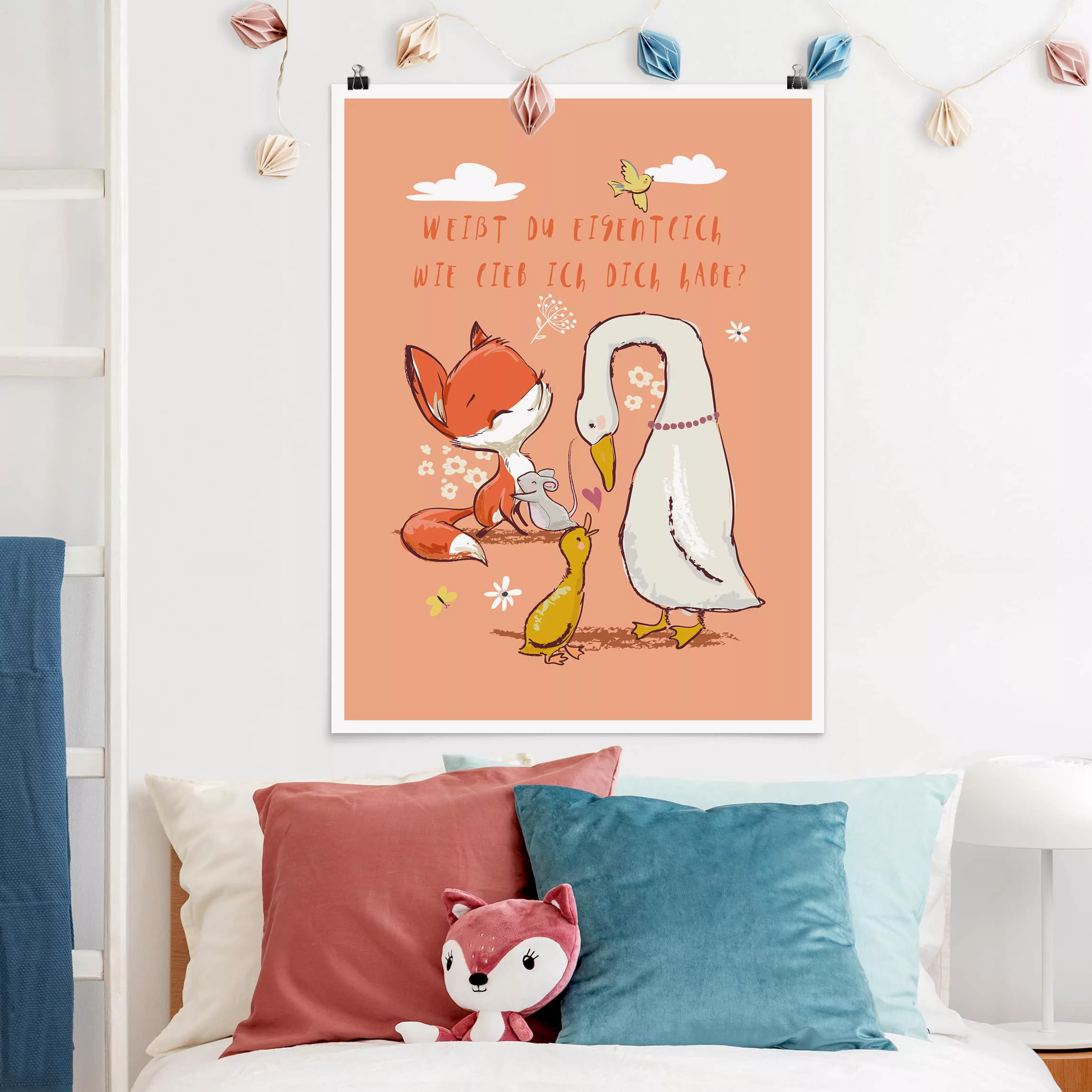 Poster Kinderzimmer - Hochformat Weißt du eigentlich wie lieb ich dich habe günstig online kaufen