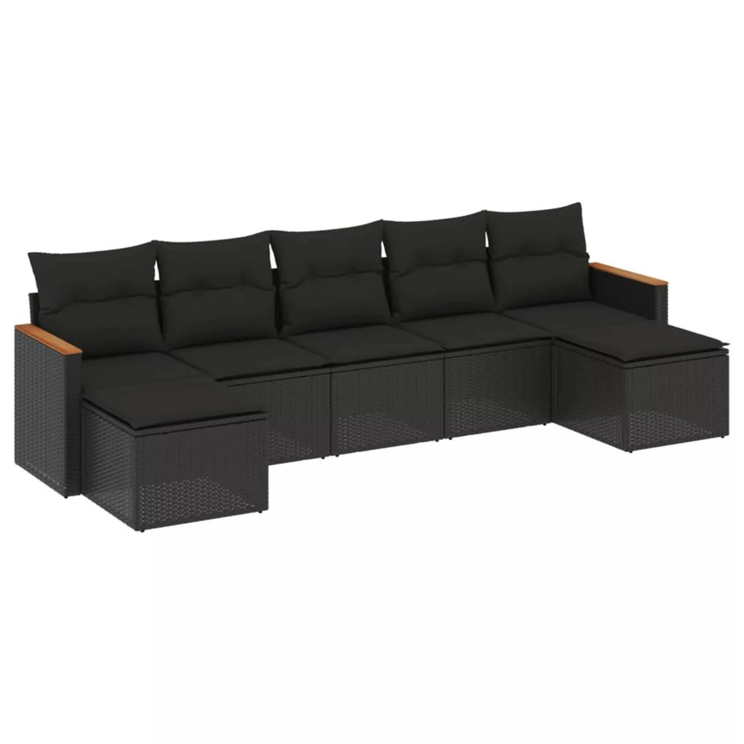 vidaXL 7-tlg Garten-Sofagarnitur mit Kissen Schwarz Poly Rattan Modell 223 günstig online kaufen