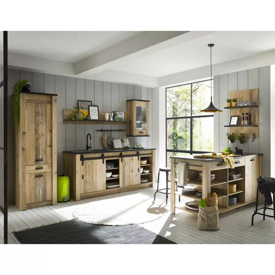 Küchenmöbel mit Schiebetür im Landhausstil sechsteilig (sechsteilig) günstig online kaufen