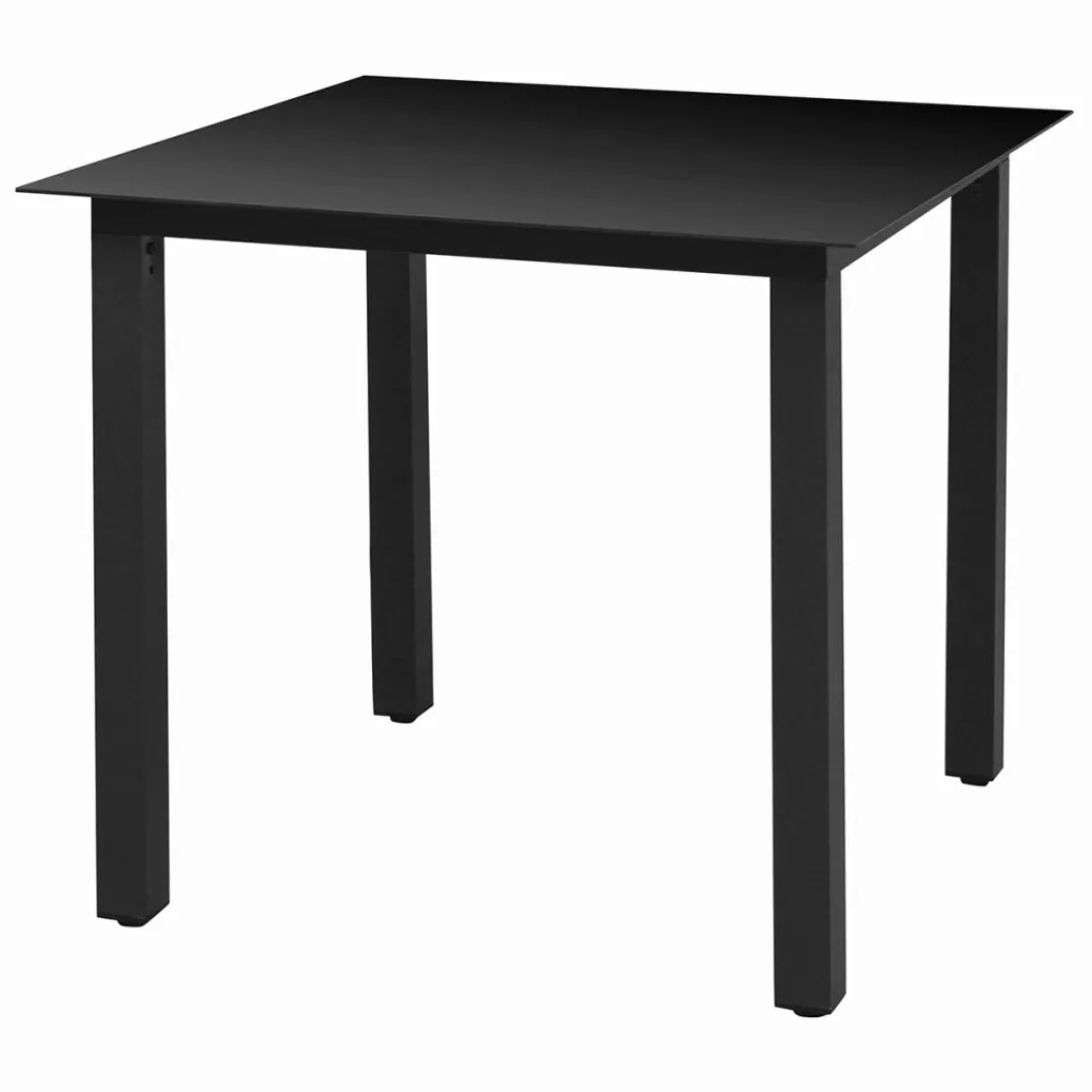 Garten-esstisch Glas Aluminium 80 X 80 X 74 Cm Schwarz günstig online kaufen