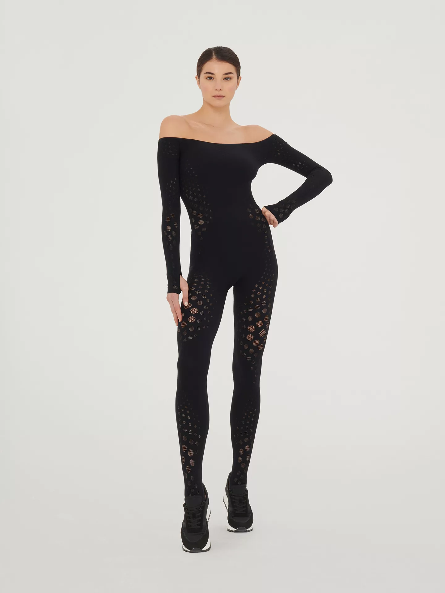 Wolford - Dots Illusion Net Jumpsuit, Frau, black, Größe: M günstig online kaufen