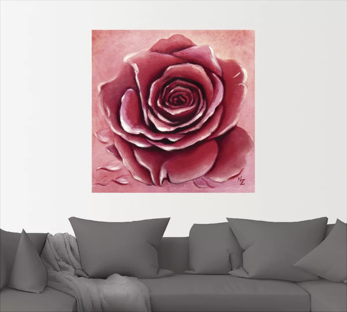 Artland Wandbild "Rote Rose handgemalt", Blumen, (1 St.) günstig online kaufen