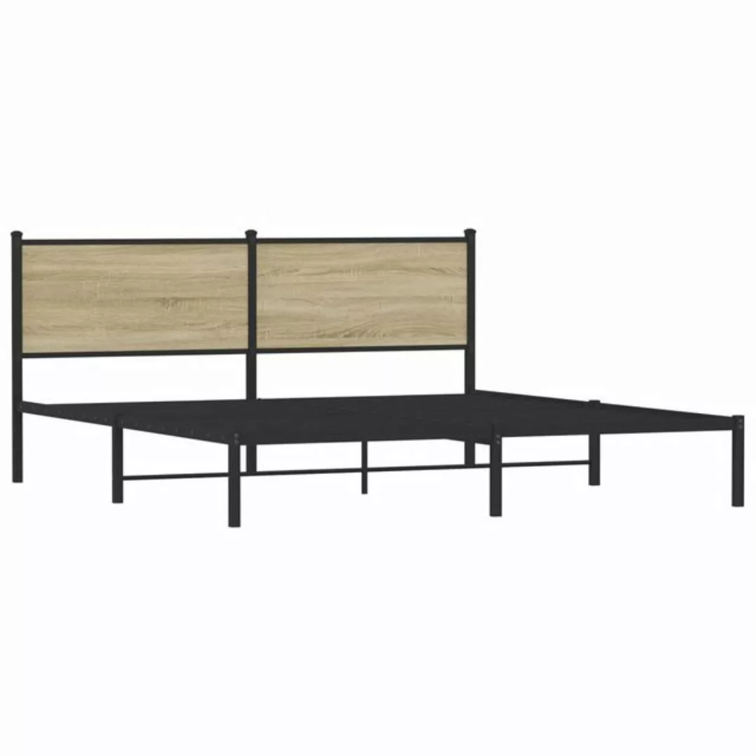 vidaXL Bett Metallbett ohne Matratze Sonoma-Eiche 183x213 cm günstig online kaufen