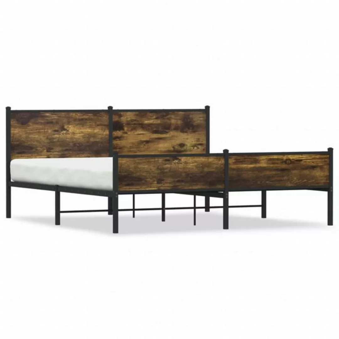 vidaXL Bett Metallbett ohne Matratze Räuchereiche 183x213 cm günstig online kaufen