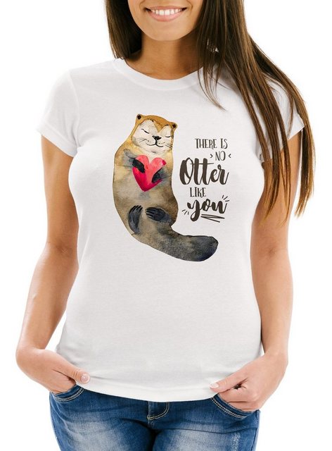 MoonWorks Print-Shirt Damen T-Shirt There is no otter like you Liebe Spruch günstig online kaufen