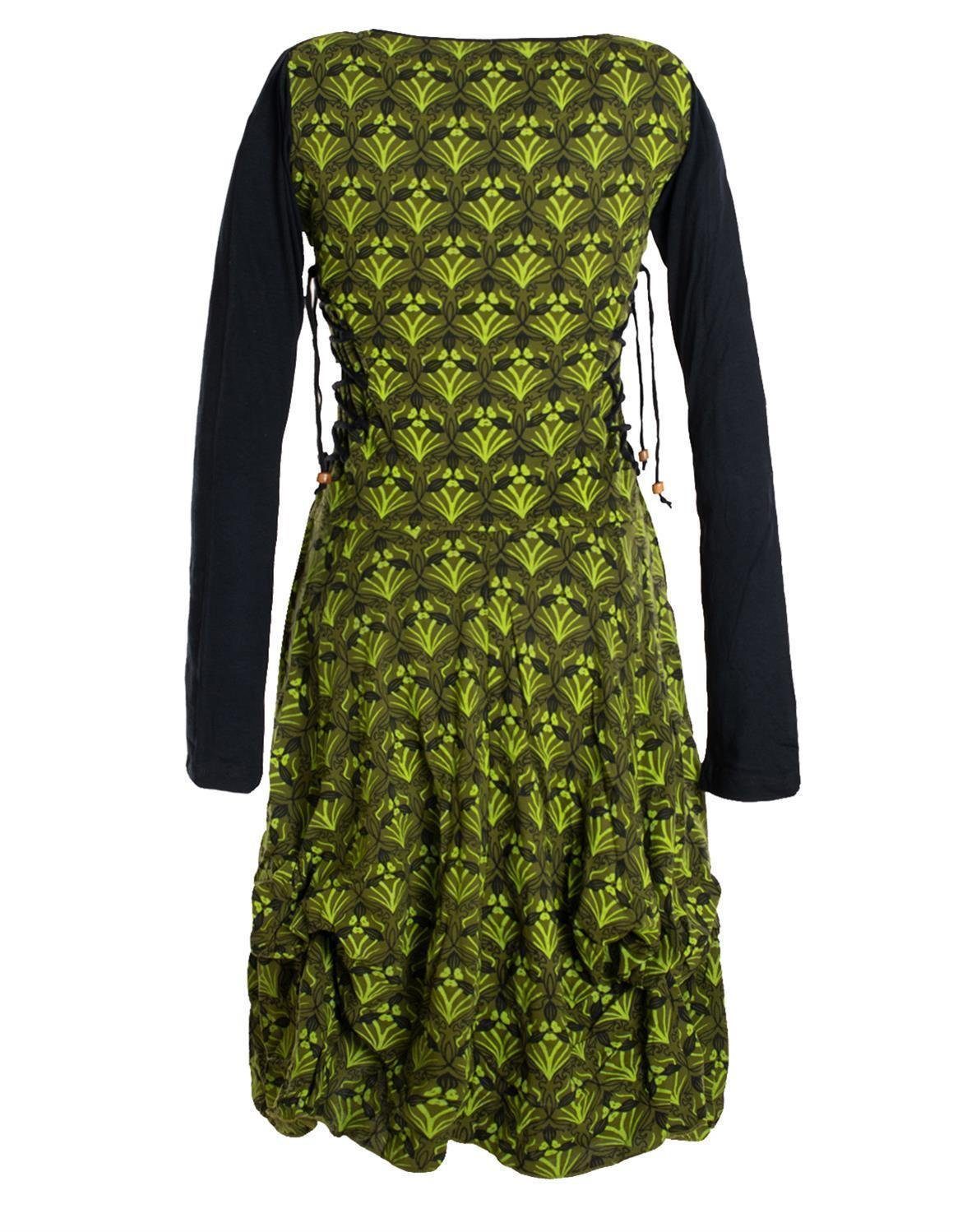 Vishes Jerseykleid Jersey-Kleid Blumenkleid Schnürung V-Ausschnitt günstig online kaufen