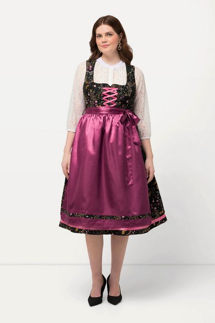 Ulla Popken Dirndl Dirndl Blüten Pailletten Carree-Ausschnitt günstig online kaufen