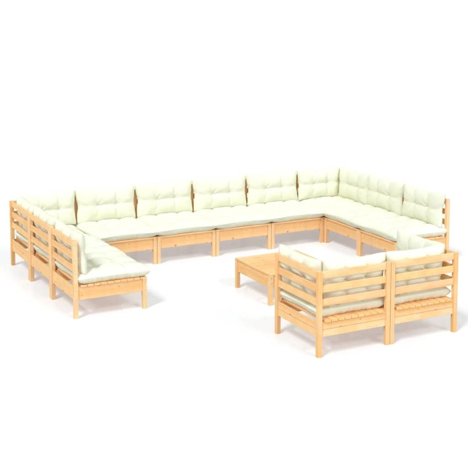 vidaXL 13-tlg Garten-Lounge-Set mit Creme Kissen Kiefernholz Modell 6 günstig online kaufen