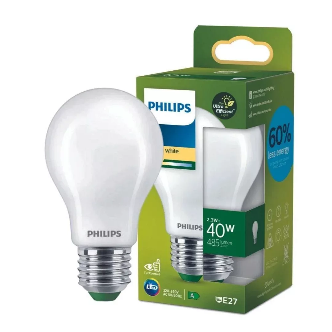 Philips LED Lampe E27 - Birne A60 2,3W 485lm 2700K ersetzt 40W standard Vie günstig online kaufen
