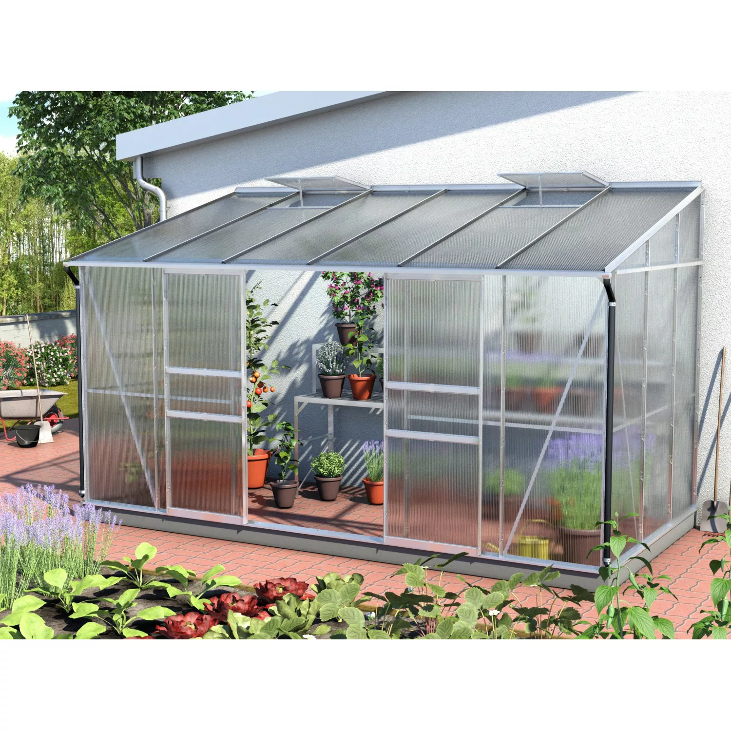 Vitavia Anlehn-Gewächshaus Ida 7800 HKP 6 mm Alu-Blank 7,8 m² günstig online kaufen