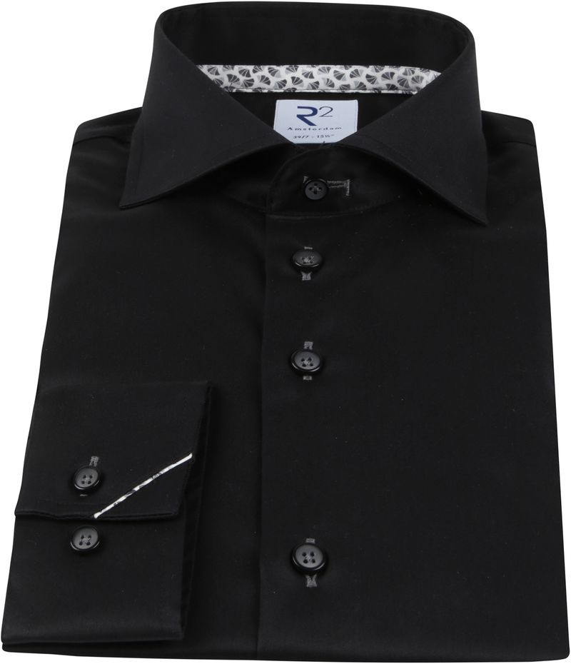 R2 Hemd Extra Long Sleeves Schwarz - Größe 42 günstig online kaufen