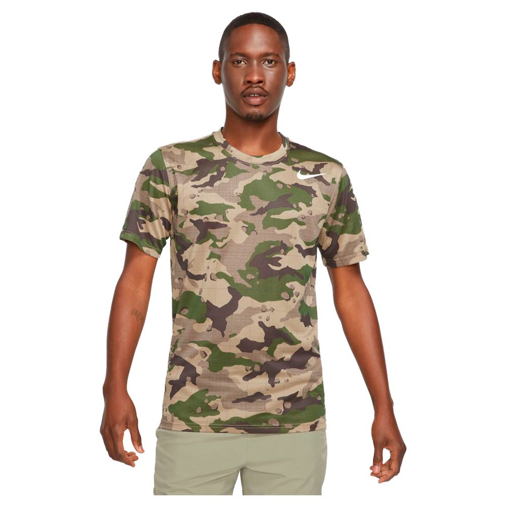 Nike Dri Fit Camo Kurzarm T-shirt S Khaki günstig online kaufen