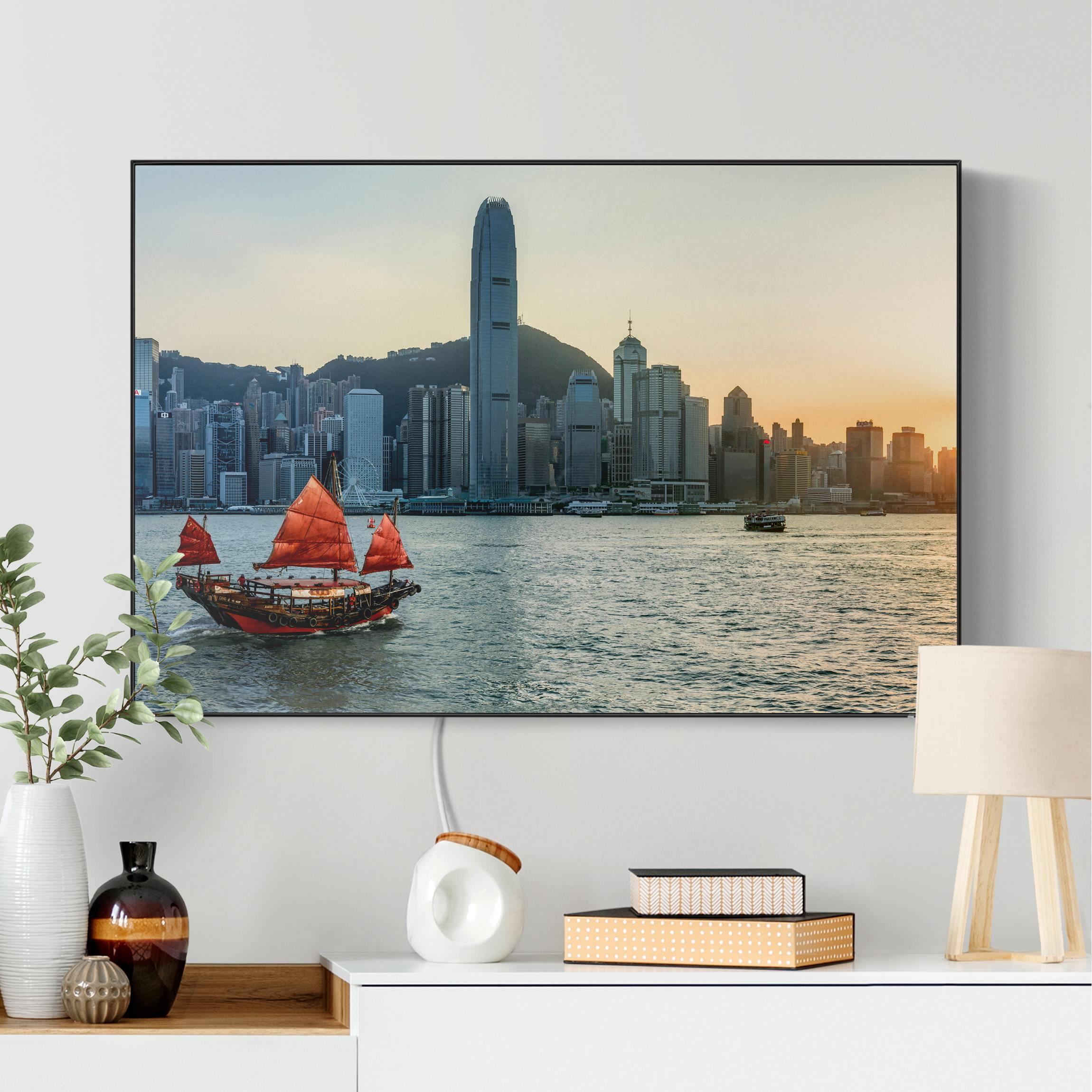 LED-Wechselbild Dschunke im Victoria Harbour günstig online kaufen