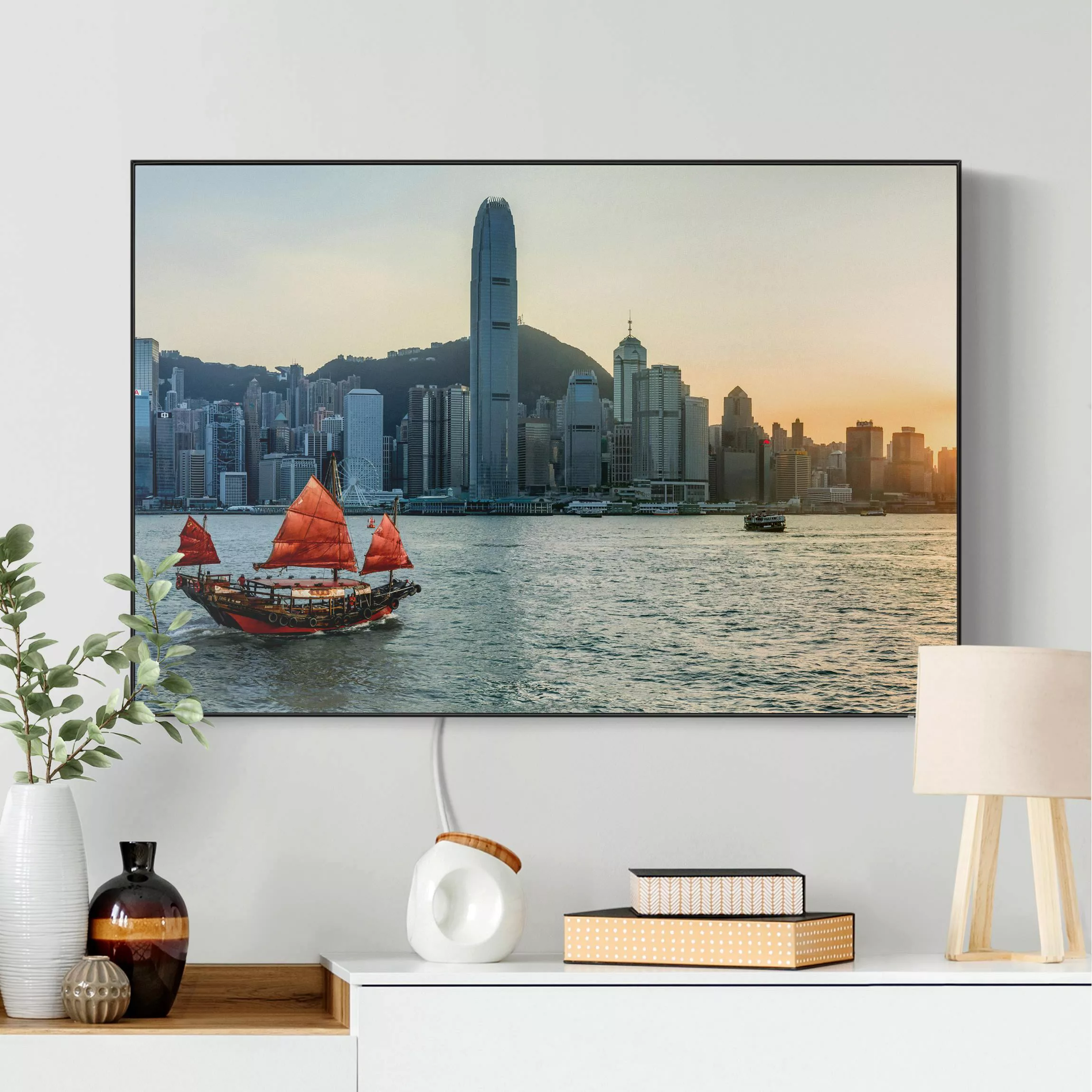 LED-Wechselbild Dschunke im Victoria Harbour günstig online kaufen