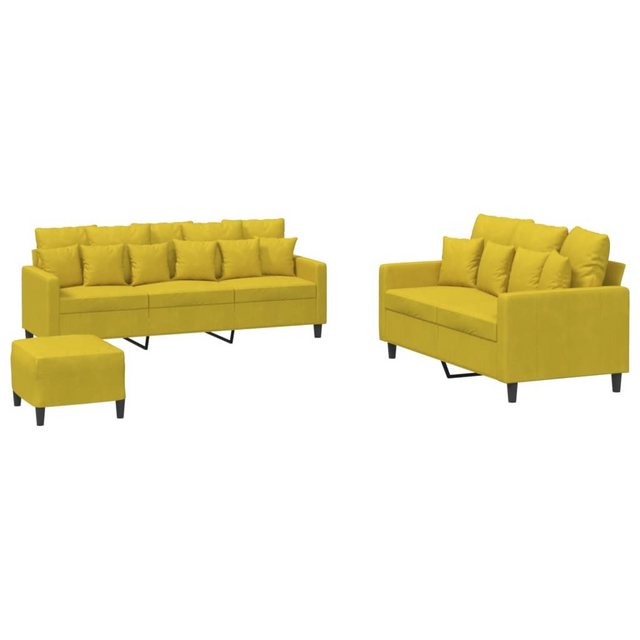 vidaXL Sofa Sofagarnitur Set mit Kissen Samt, 3-tlg., Gelb günstig online kaufen