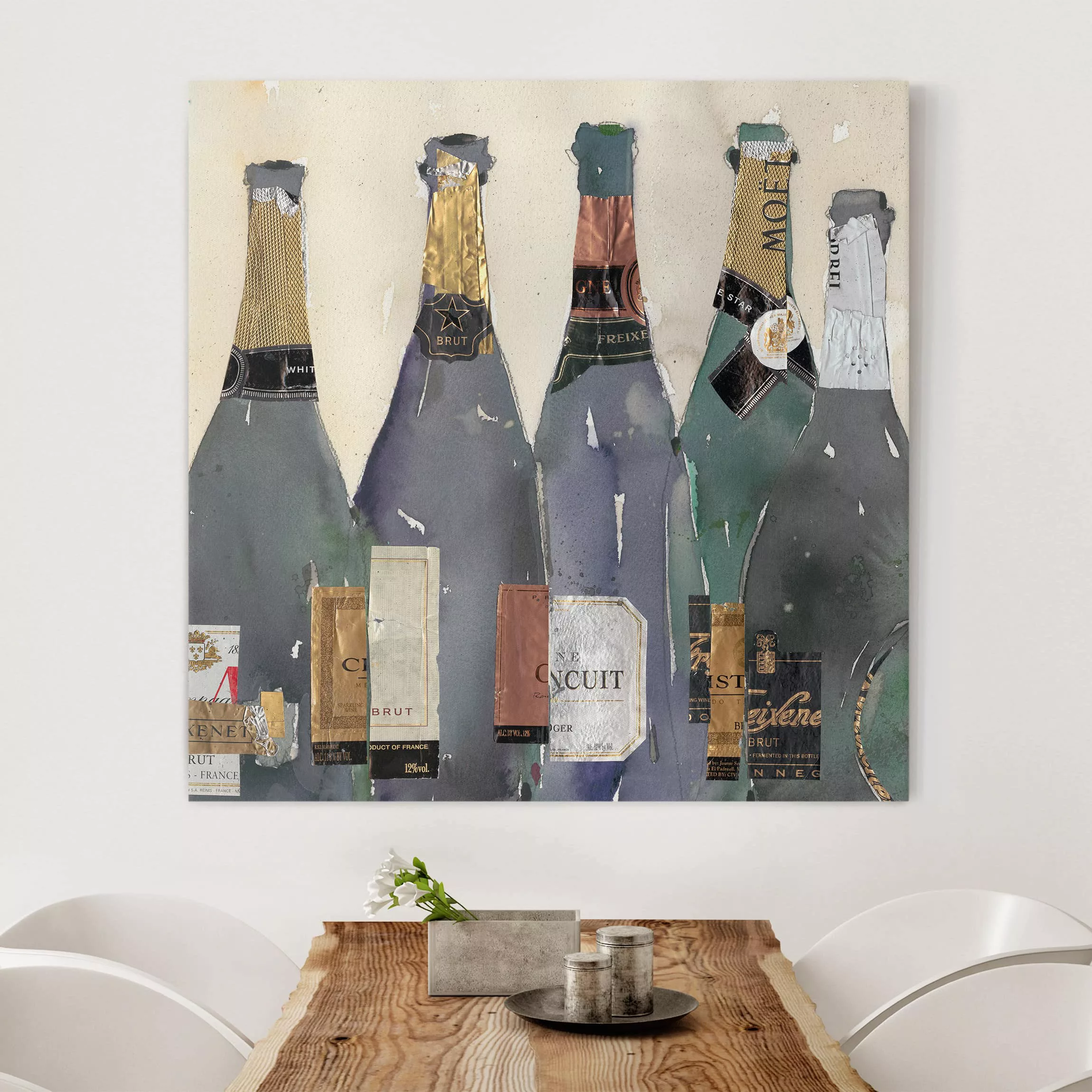 Leinwandbild Küche - Quadrat Entkorkt - Champagner günstig online kaufen