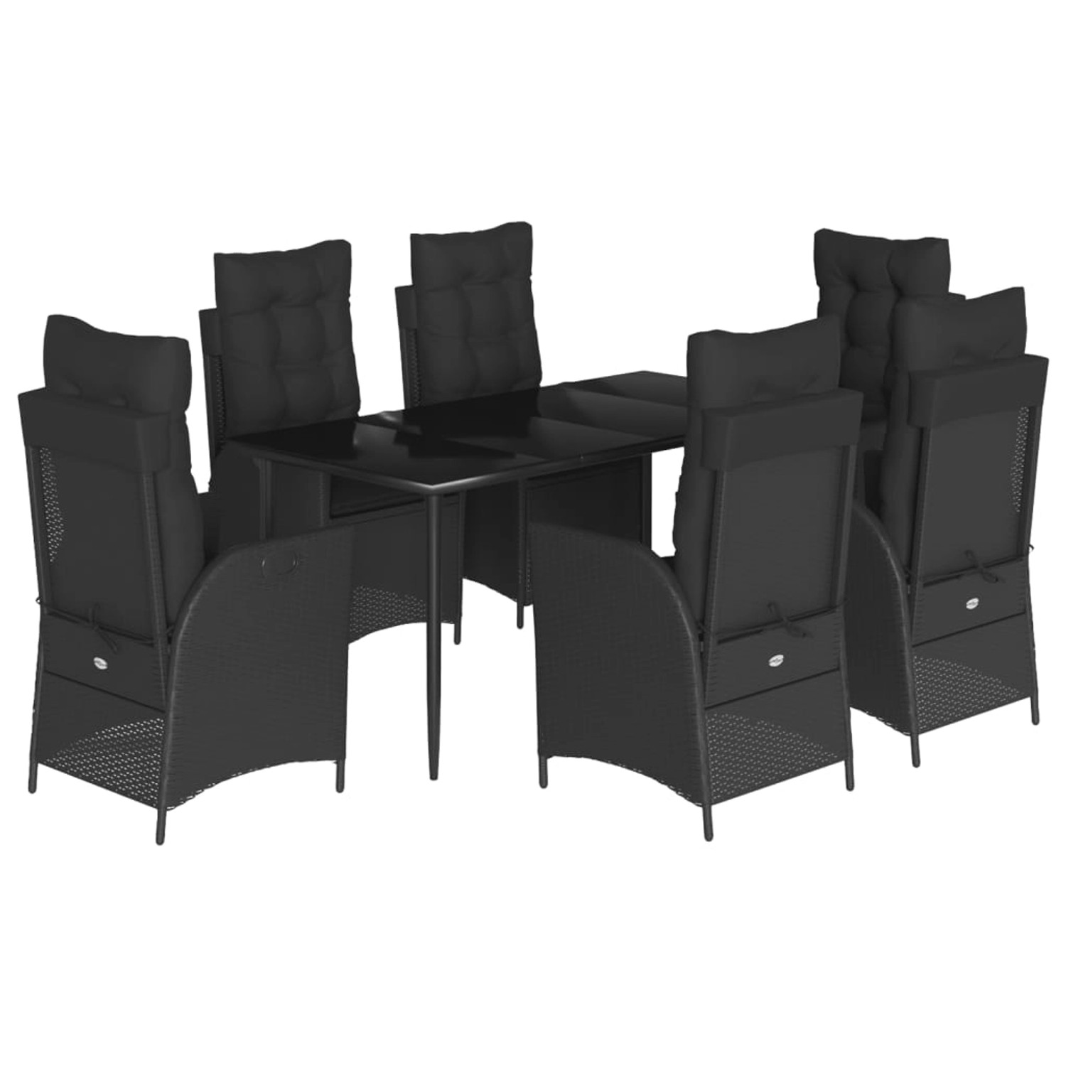 vidaXL 7-Tlg Garten-Essgruppe mit Kissen Schwarz Poly Rattan 3213179 günstig online kaufen