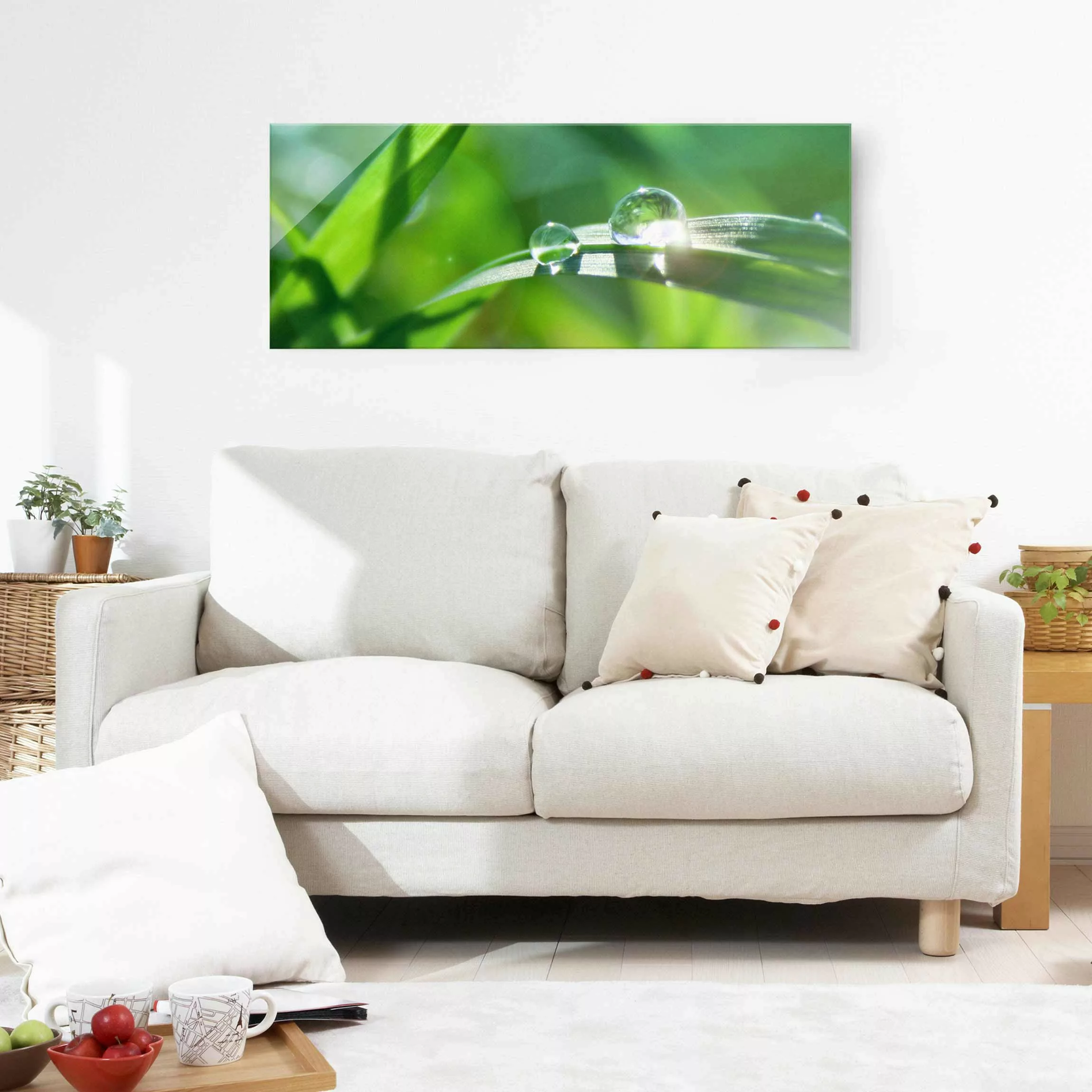 Glasbild Blumen - Panorama Green Ambiance II günstig online kaufen