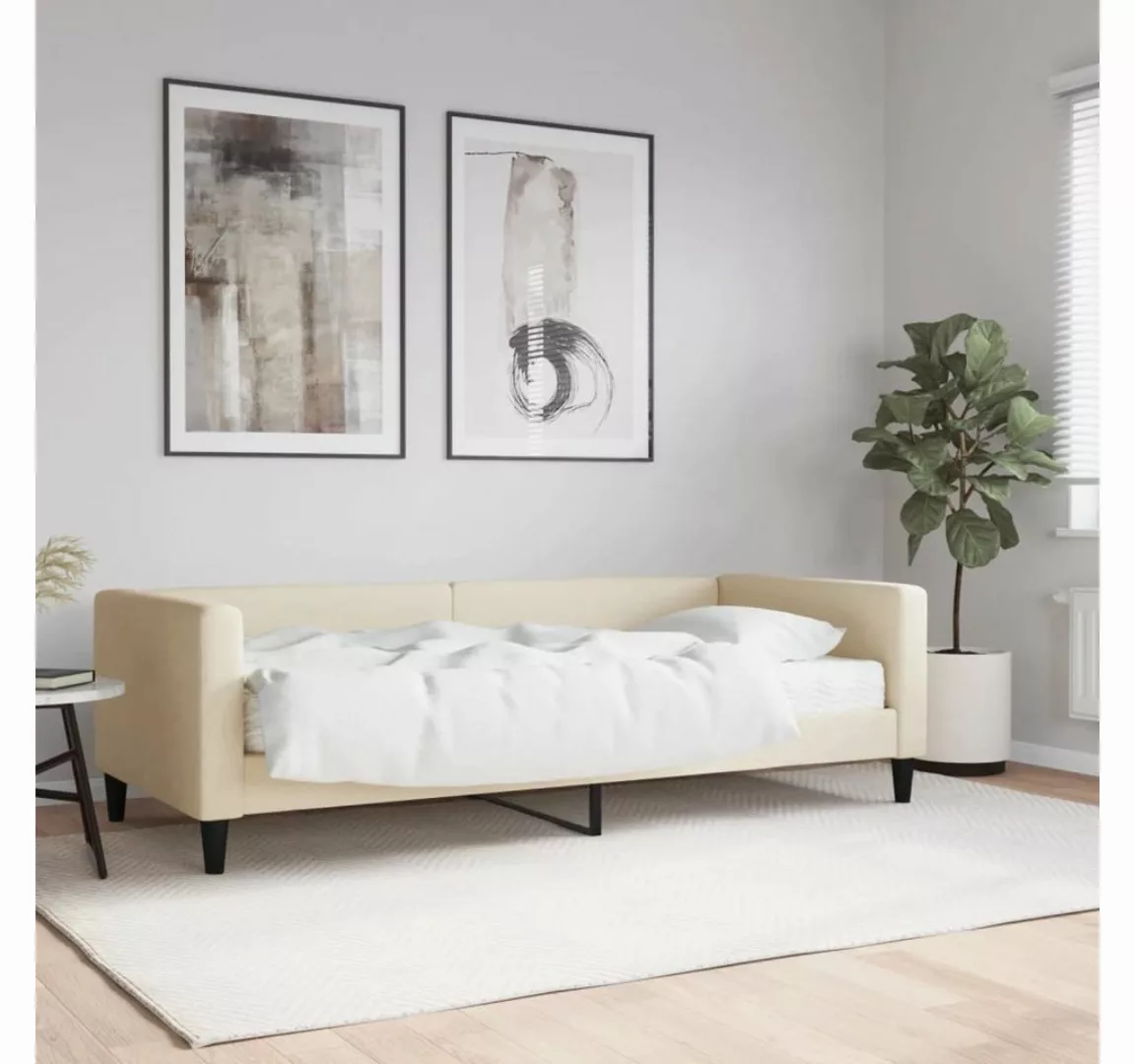 vidaXL Bett Tagesbett mit Matratze Creme 90x200 cm Stoff günstig online kaufen