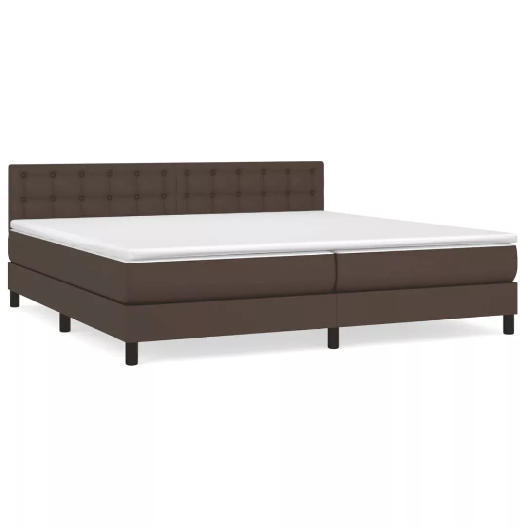 Vidaxl Boxspringbett Mit Matratze Braun 200x200 Cm Kunstleder günstig online kaufen