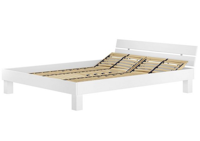 ERST-HOLZ Bett Futonbett Doppelbett Ehebett Buche massiv waschweiß 160x200, günstig online kaufen