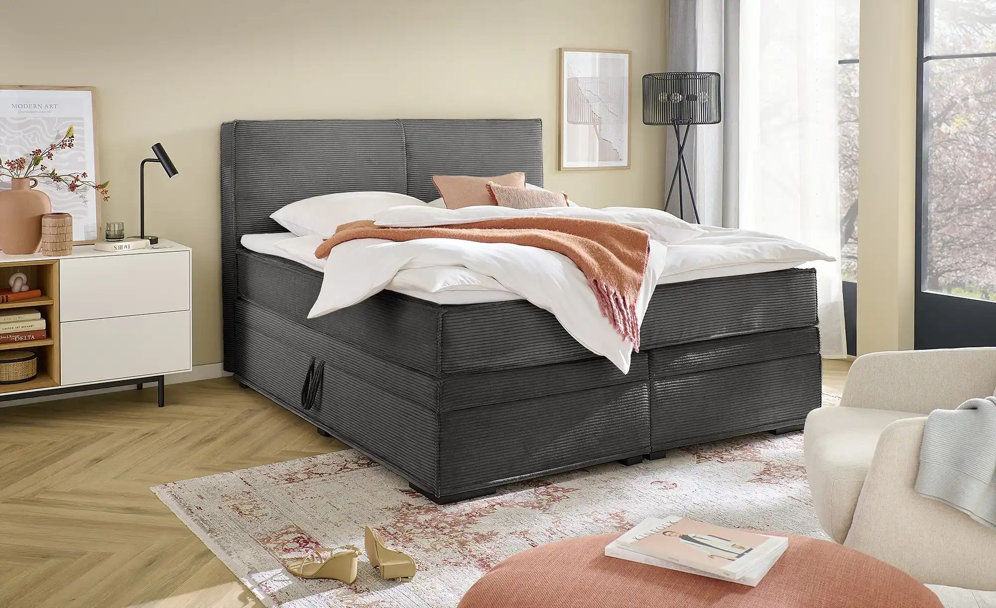 Boxi Boxspringbett mit Bettkasten Boxi Urban ¦ grau ¦ Maße (cm): B: 180 H: günstig online kaufen