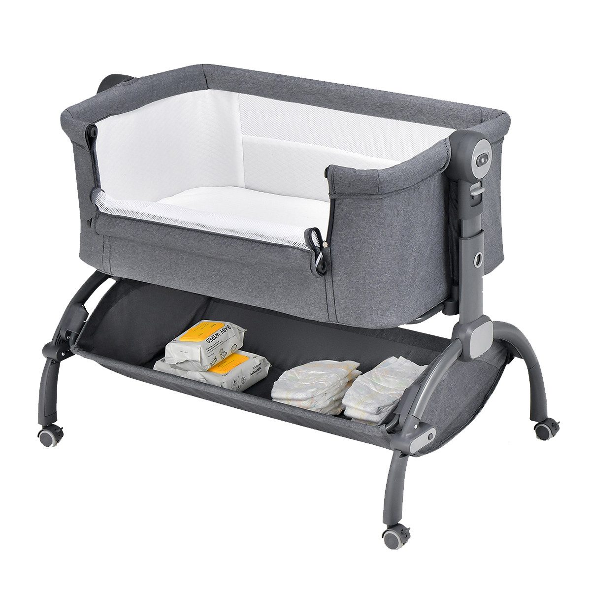 COSTWAY Beistellbett, 3in1 Babywiege, Stubenwagen, 7 günstig online kaufen
