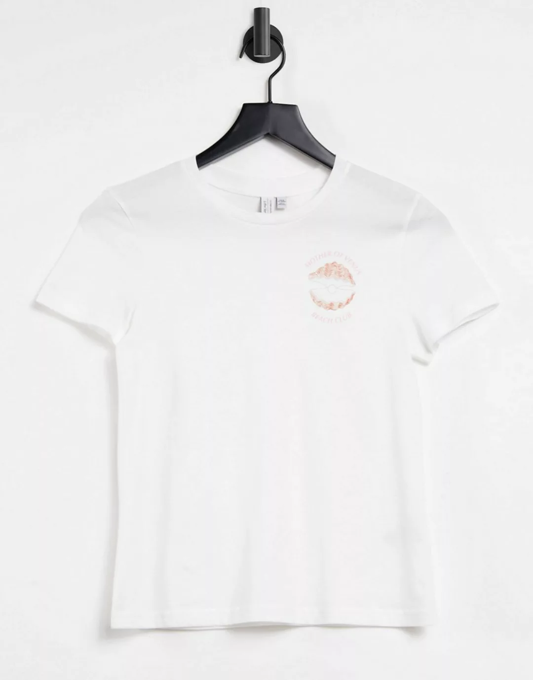 & Other Stories – T-Shirt mit Slogan aus Bio-Baumwolle in gebrochenem Weiß günstig online kaufen
