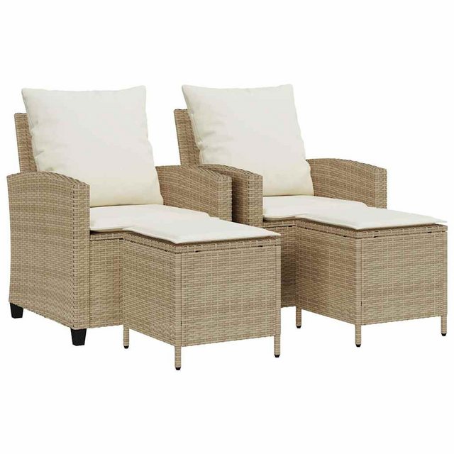 vidaXL Loungesofa 4-tlg. Garten-Sofagarnitur mit Kissen Beige Poly Rattan, günstig online kaufen