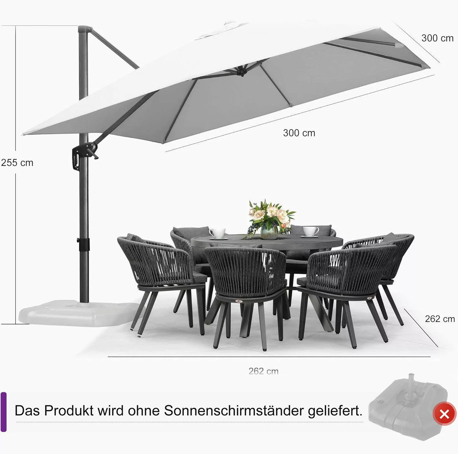 PURPLE LEAF Ampelschirm Quadratischer Terrassenschirm, Alu günstig online kaufen