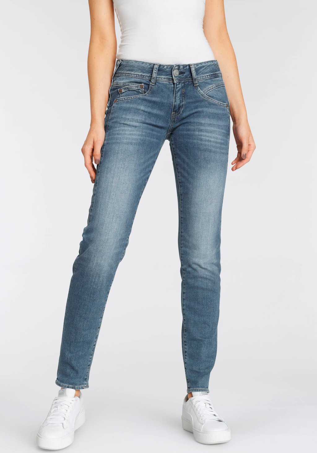 Herrlicher Slim-fit-Jeans GINA RECYCLED DENIM mit seitlichem Keileinsatz günstig online kaufen