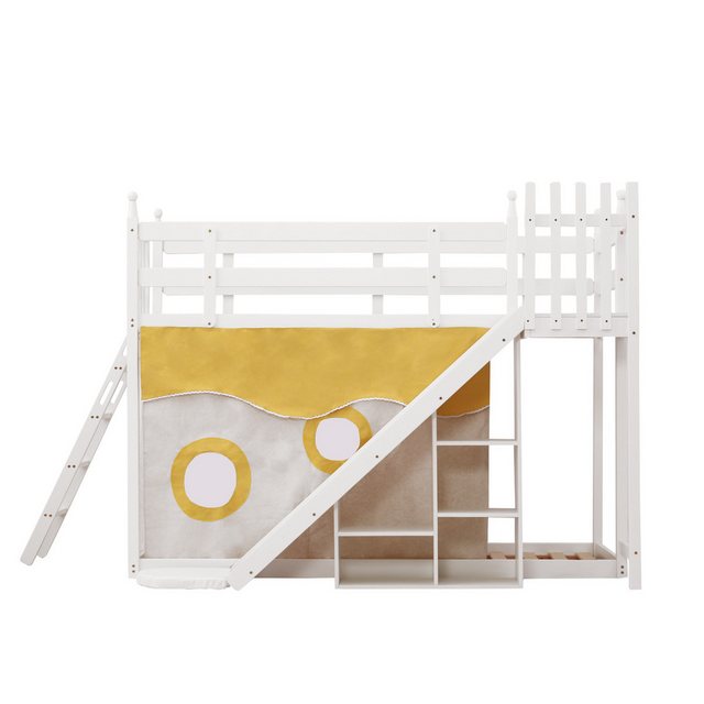 XDeer Etagenbett Etagenbett, Holzbett mit Treppe und Zäune, mit Bettvorhang günstig online kaufen