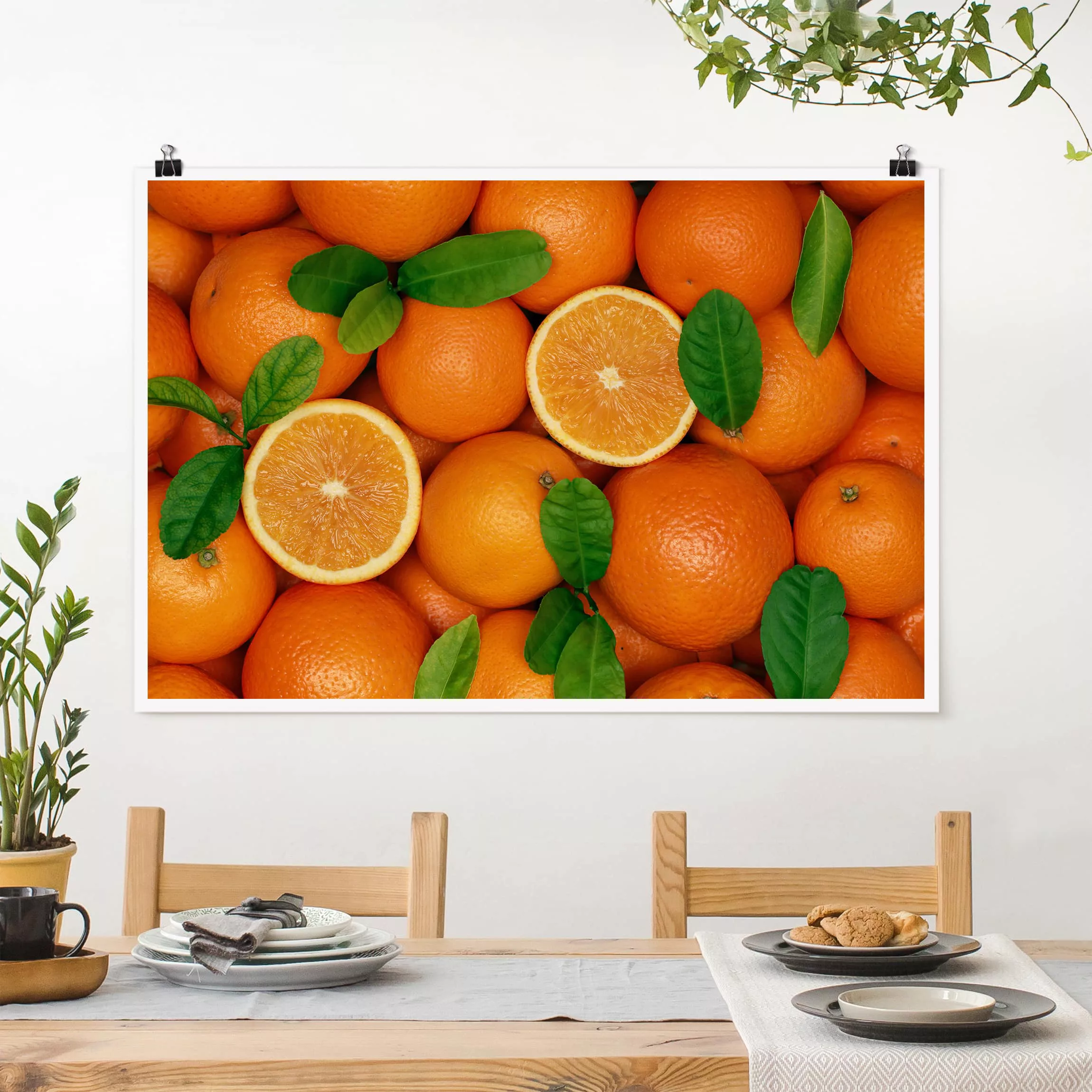 Poster Küche - Querformat Saftige Orangen günstig online kaufen