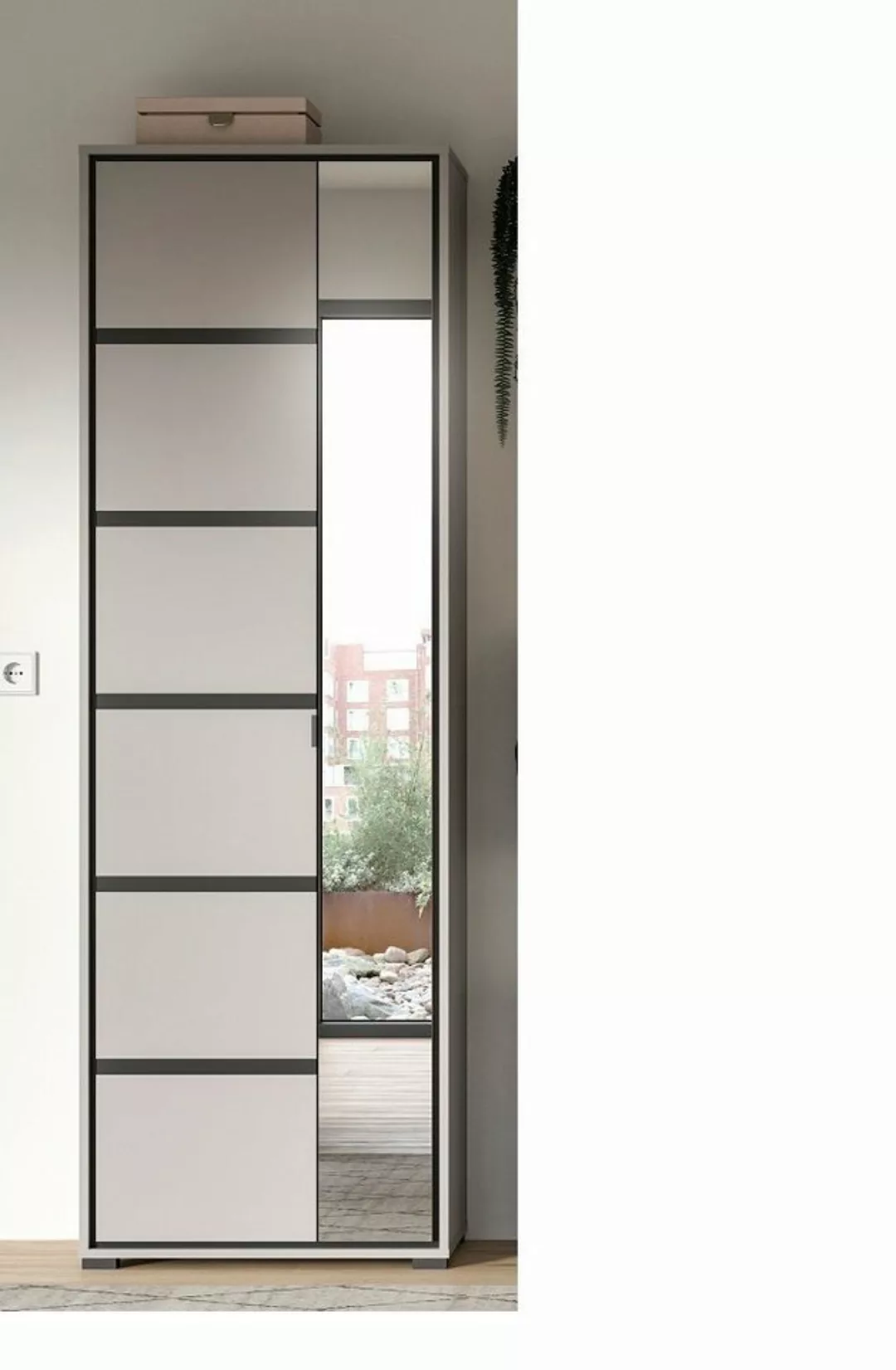 xonox.home Garderobenschrank in grau mit 2 Türen und 6 Fächern. Abmessungen günstig online kaufen