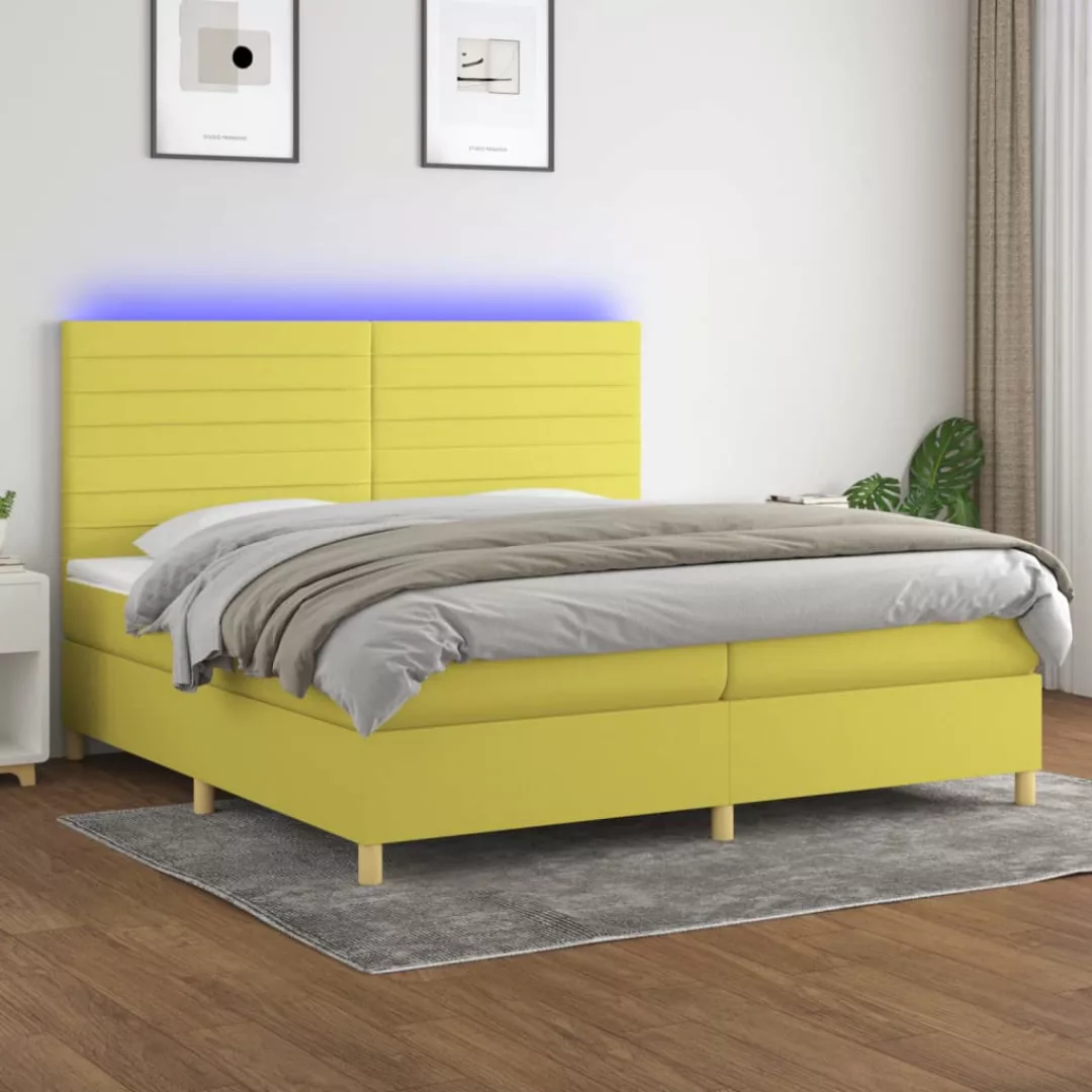 Vidaxl Boxspringbett Mit Matratze & Led Grün 200x200 Cm Stoff günstig online kaufen