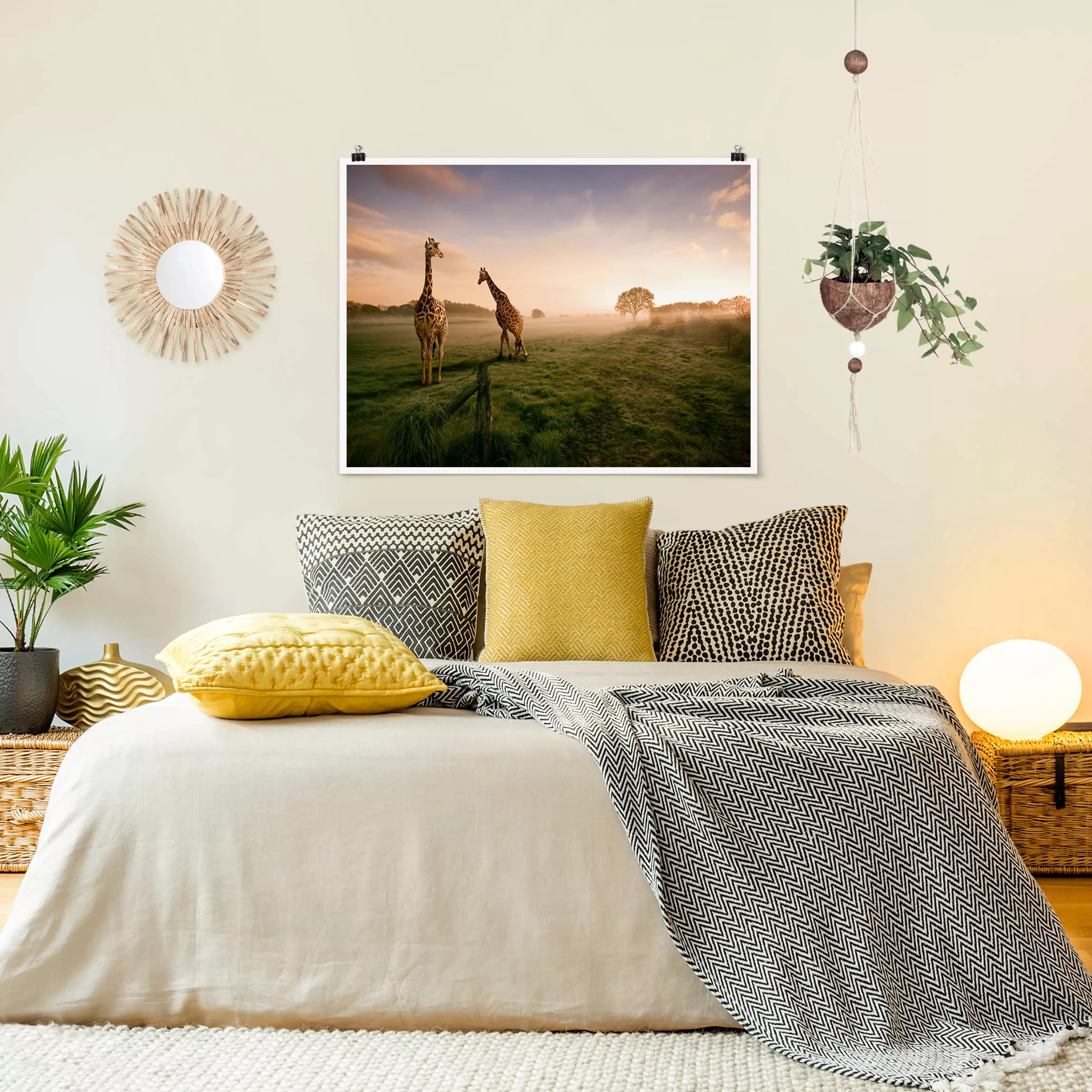 Poster Tiere - Querformat Surreal Giraffes günstig online kaufen