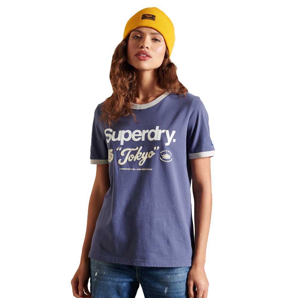 Superdry Core Logo Ac Ringer Kurzärmeliges T-shirt S Soft Navy günstig online kaufen