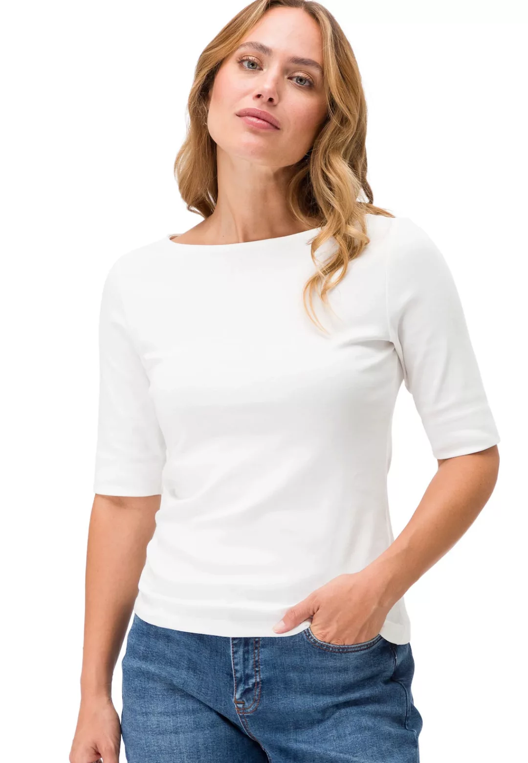 Zero 3/4-Arm-Shirt "zero Shirt mit U-Boot Ausschnitt", Plain/ohne Details günstig online kaufen