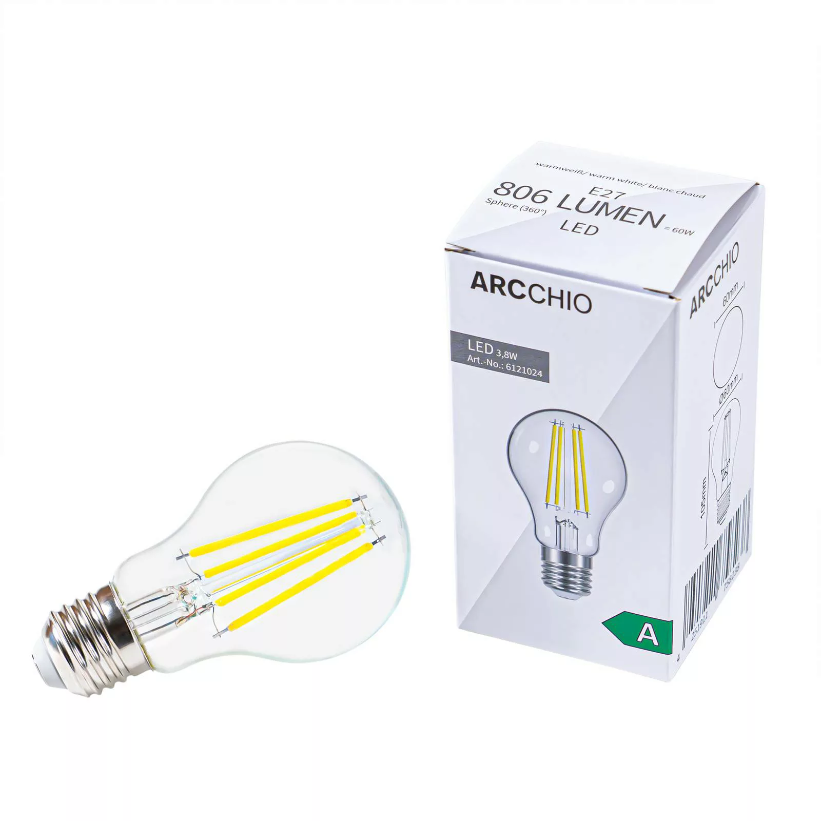 Arcchio LED-Leuchtmittel Filament, E27, 3,8 W, klar, 3.000 K günstig online kaufen