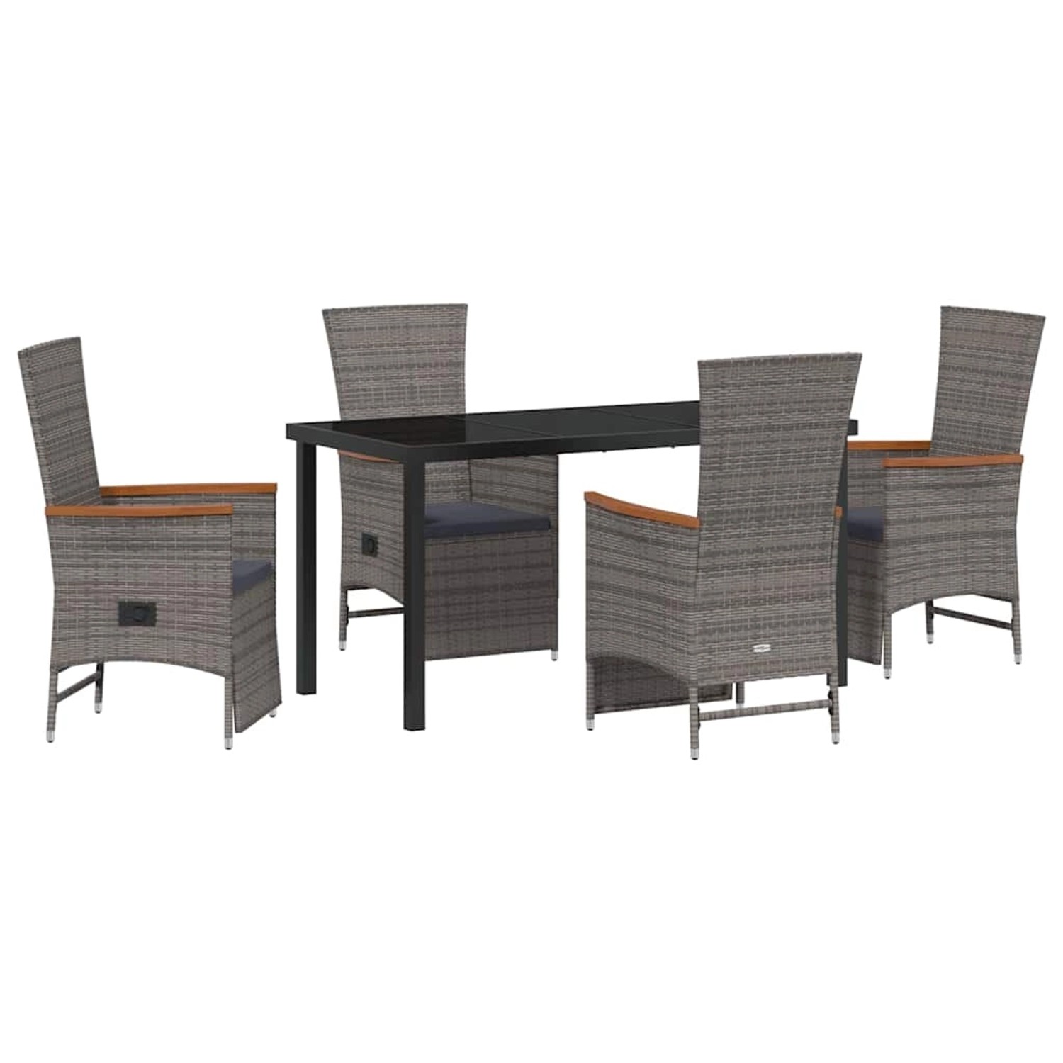 vidaXL Garten Essgruppe mit Kissen 5-Tlg Grau Poly Rattan 3379452 günstig online kaufen