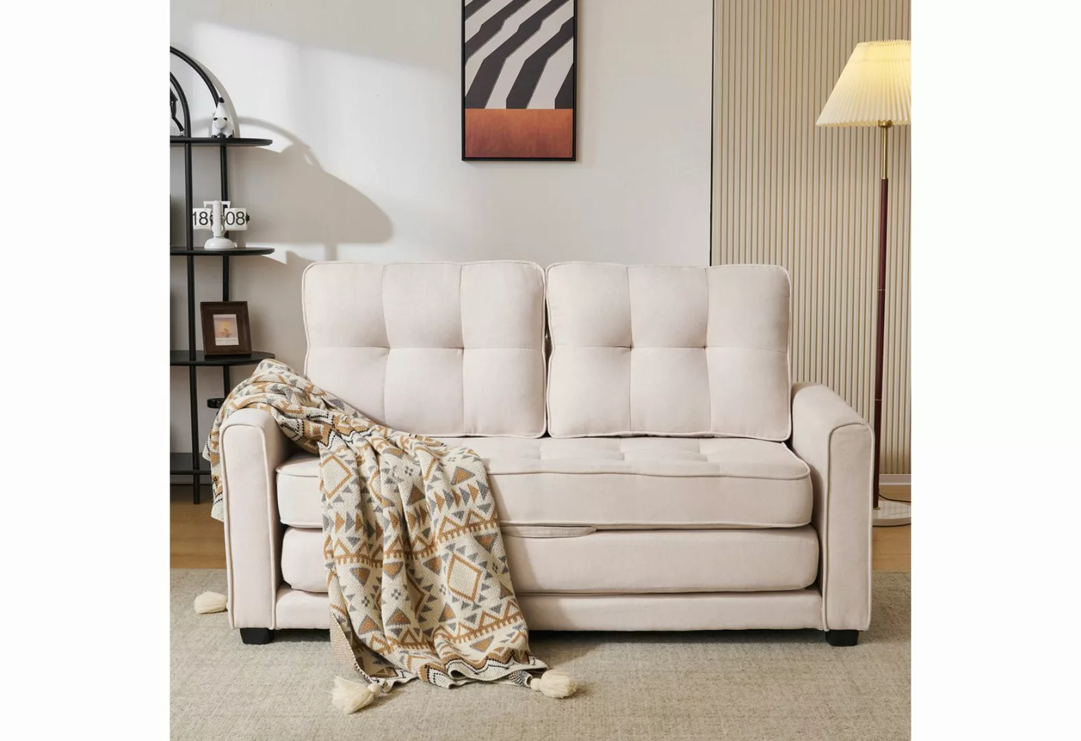 KLAM HOME Schlafsofa 2-Sitzer Klappbare Gästebettfunktion Doppelsofa mit Sc günstig online kaufen