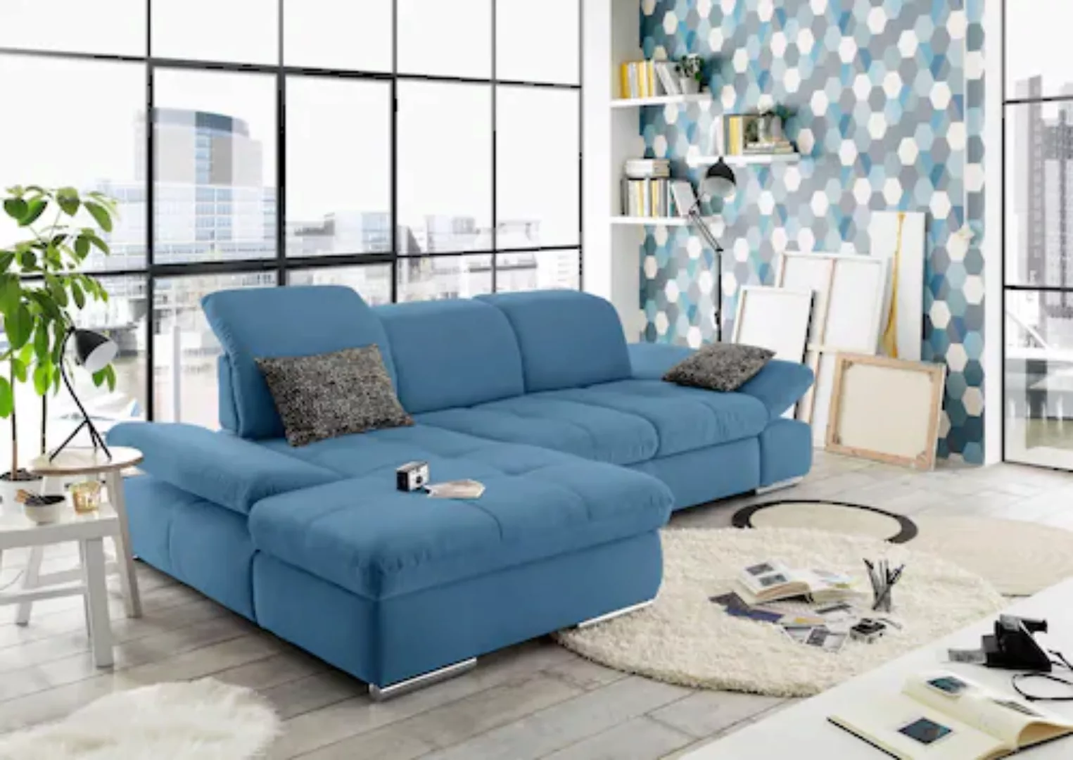 set one by Musterring Ecksofa »SO4100 V«, mit verstellbaren Kopfteilen, wah günstig online kaufen